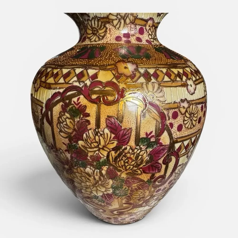 Vintage Oriental Hand-Painted Porcelain Vase